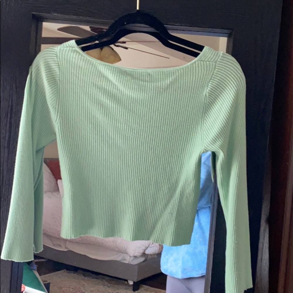 ASOS Mint Green Ribbed Button-Up Top - Picture 2 of 3